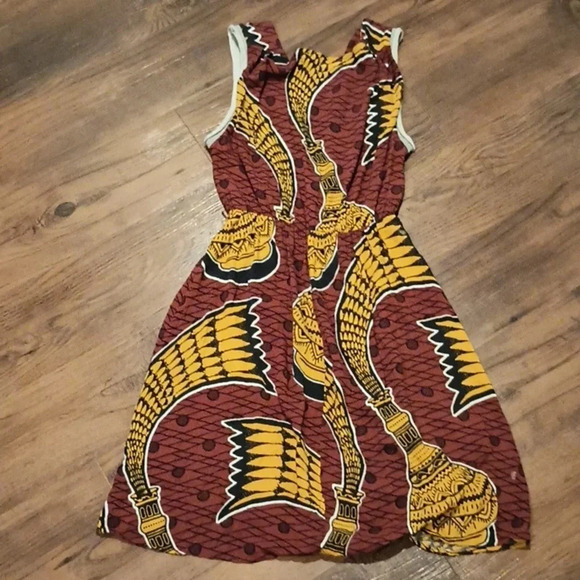 Aniye By Brick Red Yellow Antique Vase Print A Line Midi Tank Dress A43 - Picture 7 of 7